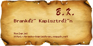 Brankó Kapisztrán névjegykártya